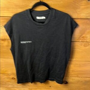 PANGAIA Organic Seacell Cotton Cropped Shoulder T-shirt Black Med seaweed Md Y2K